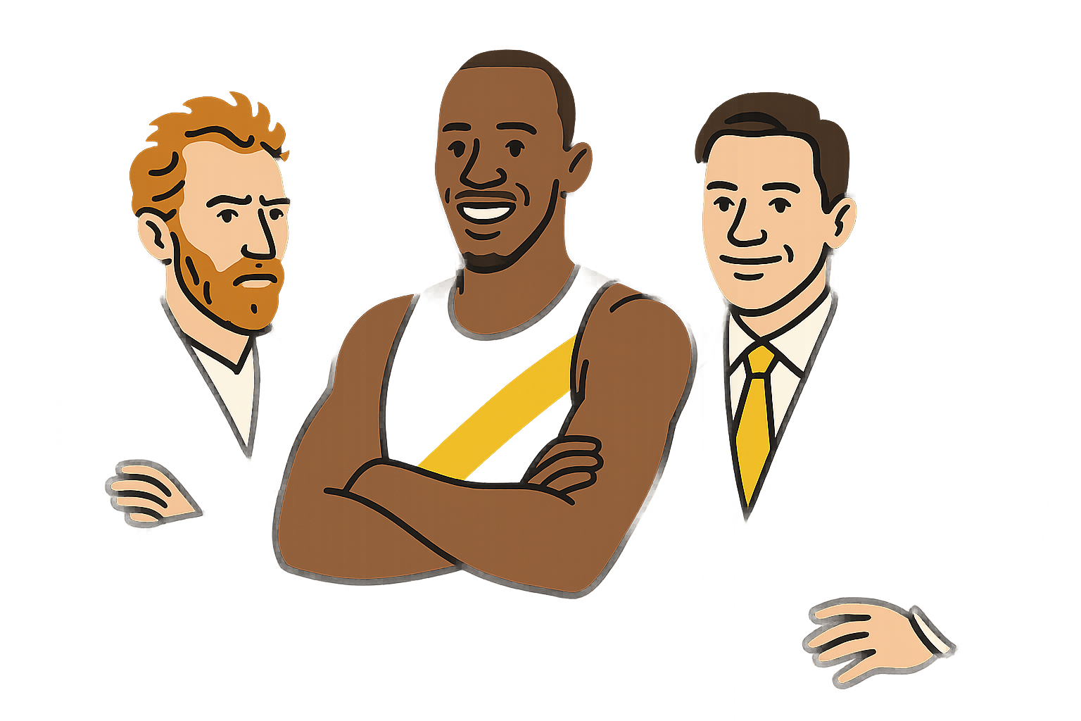 Vincent van Gogh, Usain Bolt, and Jordan Belfort creative team